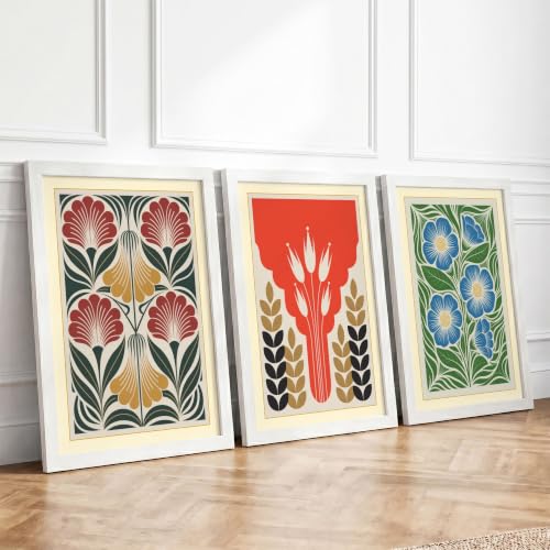 Botanical Symmetry Botanical Set of 3 Framed Wall Art Prints A4