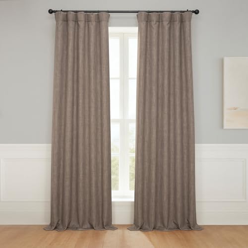 HPD Half Price Drapes Faux Linen Textured Room Darkening Curtains for Bedroom 84 Inches Long (1 Panel), 50W X 84L Curtains for Living Room Home Decor, Dutch Cocoa
