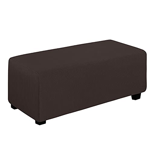 Easy-Going Stretch X-Large Rectangle Ottoman Cover Chocolate - Folding Storage Footstool Furniture Protector Soft slipcover with Elastic Bottom