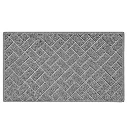 Nicoman Diamond Quilted Shape Low Profile Indoor Outdoor Dirt-Trapper Door Mat Washable Barrier Heavy Duty Doormat – (Watertight Rubber-Back, Grey, 75 x 44cm)