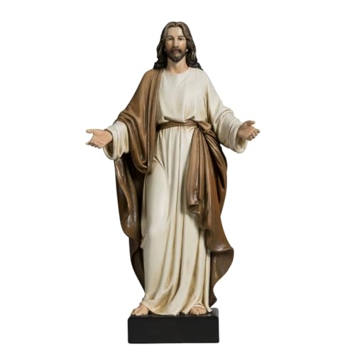 ShineOnAngel 12inch Jesus Statue Hand Painted Jesus Christ with Open Arms Religious Home Decor Resin Sculpture Christian Home D??cor
