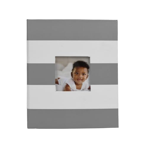 "New View Gifts Grey Stripe Photo Album with Framed Front, Holds 208 Photos 4""x6"" Photos"