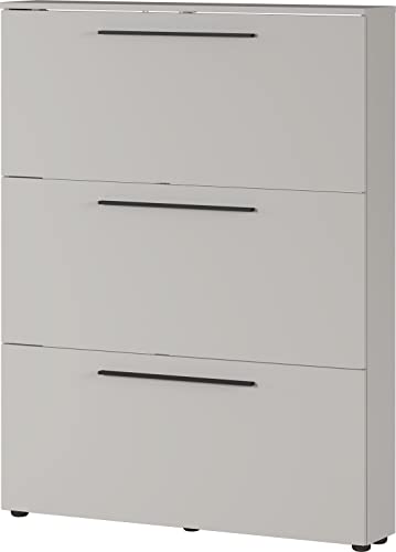 Germania shoe rack 2577-572 GW-Utah, in cashmere, with 12 spaces for pairs of shoes, shallow depth, ideal for narrow corridors, 100 x 129 x 19 cm (WxHxD)