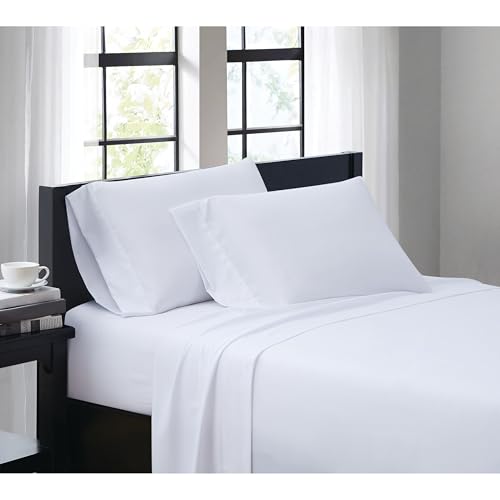 TRULY SOFT Everyday Sheet Set White Polyester 4-Piece Queen Sheet Set, Solid Color Themed, Adult Bedding, Oeko-TEX Certified