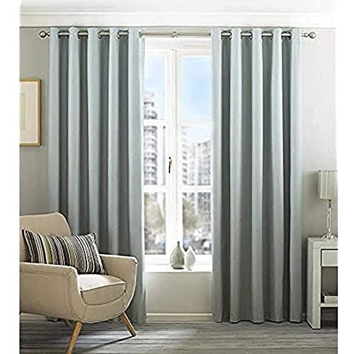 "Eclipse Ringtop Eyelet Curtains (Pair) - Duck Egg Blue - Total Blackout Lining - Ready Made - 100% Polyester - Machine Washable - 229 x 229cm (90"" x 90"" inches) - Made by Riva Paoletti"