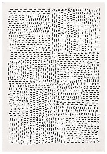 Safavieh Modern Rug for Living Room, Dining Room, Bedroom - Melody Collection, Short Pile, Ivory and Black, 72 x 108 Inch