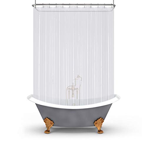 "Mrs Awesome Clawfoot Tub Shower Curtain or Liner with 12 Magnets - Free 36 Hooks Included, Waterproof PEVA, 180"" x 70"", Clear"