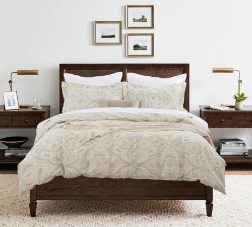 "DAUAOTO Duvet Cover California King Size Set - 104""X96"" Cover + 2 Shams, Cotton Bedding Set Gold Gray Pattern, Yellow Grey"