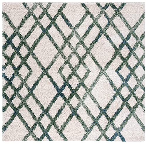 Safavieh Moroccan Shaggy Rug for Living Room Dining Room Bedroom - Berber Shag Collection Short Pile Ivory 3ft x 3ft