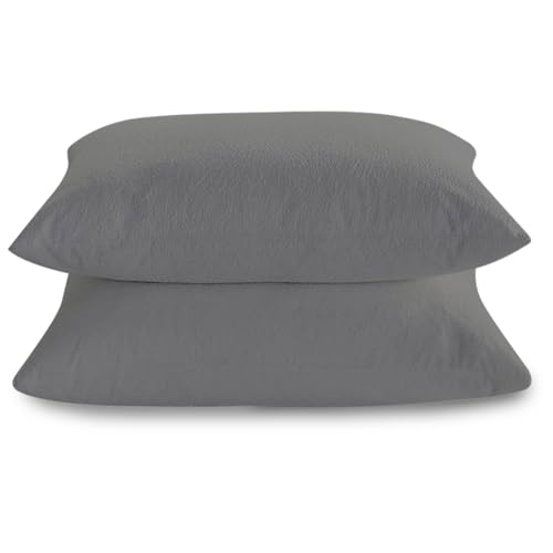 Terry Towelling Pillow Protector 2 Pack - Anti Allergy, Breathable, Anti Dustmite Waterproof Pillow Cover - Prefect Fit Pillow Protector (50 x 75 x 10 Cm), Charcoal