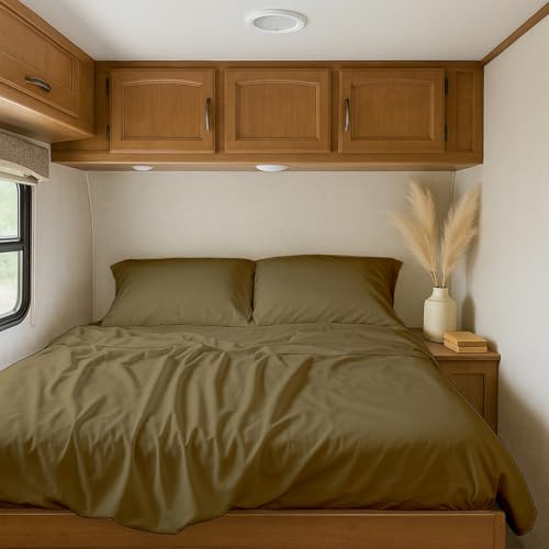 RV Sheets, RV Short Queen (60x75) Inch, Upto 10-12 Inch Deep Pocket, 100% Egyptian Cotton RV Sheet Sets 4 Piece, Taupe Solid