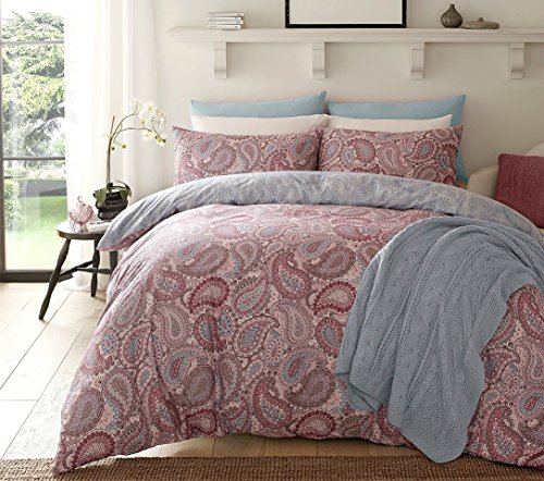 Sleepdown Paisley Purple Duvet Cover & Pillowcase Set Bedding Digital Print Quilt Case Single Double King Bedding Bedroom Daybed (Single)