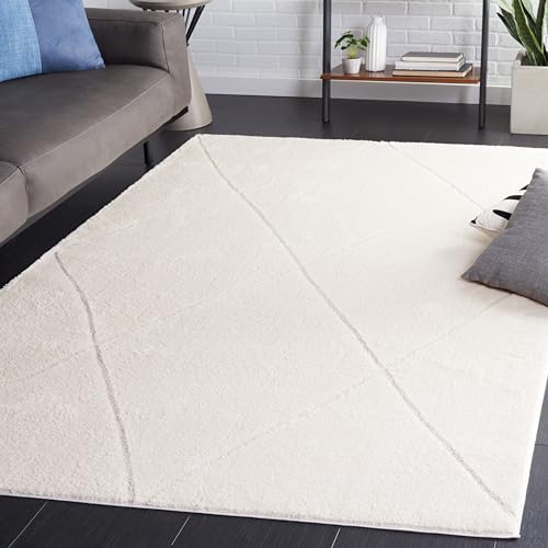 Safavieh Geometric Rug for Living Room, Dining Room, Bedroom - Melody Collection, Short Pile, in Ivory, 70 X 244 cm