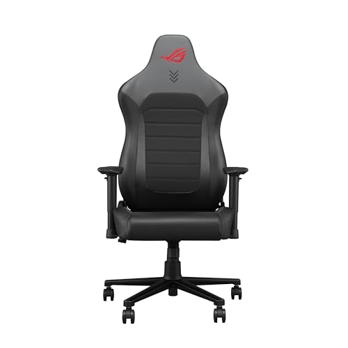 ASUS ROG Aethon gaming chair, all steel frame, dual density seat cushion, 2D armrests with soft padding, integrated lumbar support, class 4 gas lift, and durable PU casters black