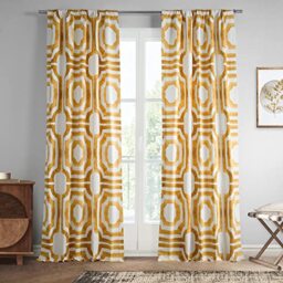 HPD Half Price Drapes Mecca Printed Cotton Curtain, Gold, 50 X 120