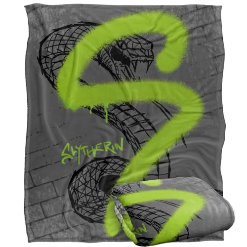 HARRY POTTER Blanket, 152 x 127 cm Slytherin Graffiti Silky Touch Super Soft Throw Blanket
