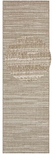 ELLE Decoration Indoor and Outdoor Mèlange Flat Weave Reversible Rug Modern Design Runner Mottled Robust Easy Care Balcony Patio Garden Living Room Office Bedroom Linen 80 x 350 cm