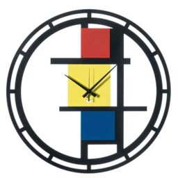 Arti & Mestieri Wall Clock, Iron, Black, Red, Yellow and Blue, Diametro 50 cm