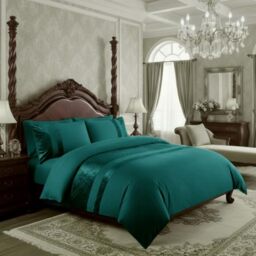 Casabella Luxury Crushed Velvet Panel Band Duvet Cover Sets with Pillow Case Single Duvet Cover Bedding Set – Jade Crush Velvet Single Duvet Cover Sets