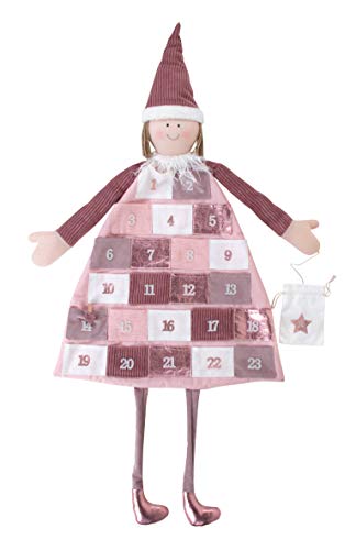Rayher 46455258 Wall Advent Calendar with fillable Pockets, Hanging Advent Countdown Calendar, Christmas Dwarf Design, Rose
