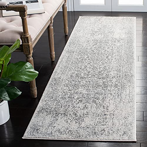 Safavieh Traditional Rug for Living Room, Dining Room, Bedroom - Evoke Collection, Short Pile, in Ivory and Grey, 66 x 213 cm