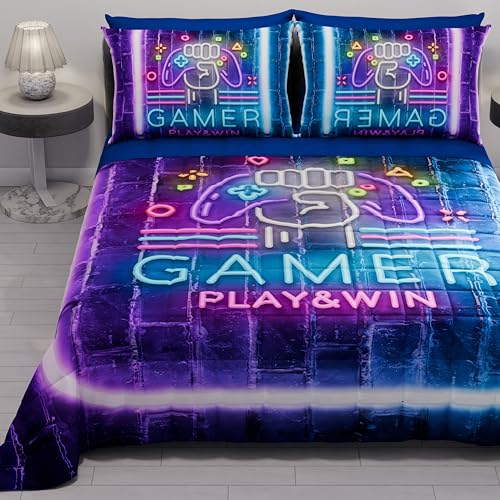 PETTI Artigiani Italiani - Summer Double Bedspread 260 x 270 cm 100 g/m² Double Face, Spring Quilt, Lightweight Quilt, Gamer, 100% Made in Italy