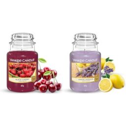 Yankee Candle Scented Candle - Black Cherry Large Jar Candle - Long Burning Candles: up to 150 Hours & Scented Candle - Lemon Lavender Large Jar Candle - Long Burning Candles: up to 150 Hours