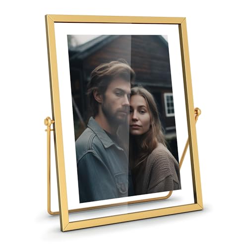 ANDUTEES 4x6 Floating Picture Frame, Gold Metal Pressed Flowers Desk Frame With Glass for Multiple Sizes (4x6, 5x7) - Great for Photos, Gift, Pictures, Wedding, Portraits