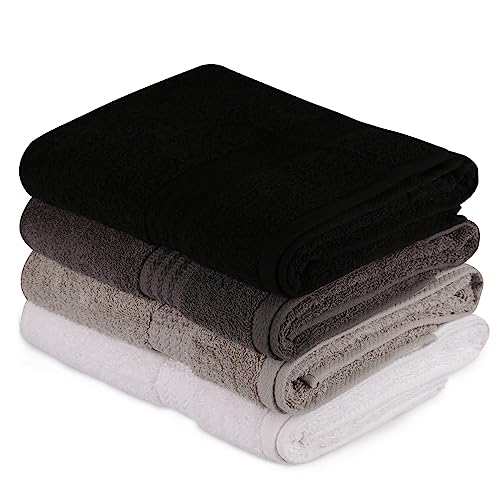 WELL HOME MOBILIARIO & DECORACIÓN Bath Towel Set (4 Piece) White, Grey, Dark Grey and Black