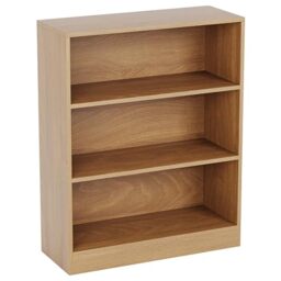 Vida Designs Cambridge 3 Tier Low Bookcase, Oak Wooden Shelving Display Storage Unit Office Living Room Furniture
