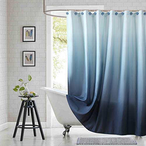 "BESTRIPES Ombre Fabric Shower Curtain (54"" W x 78"" H, Ombre-Blue)"