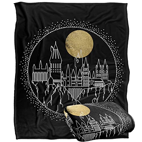 HARRY POTTER Blanket, 152 x 127 cm, Hogwarts Full Moon Line Art, Silky Touch Super Soft Throw Blanket