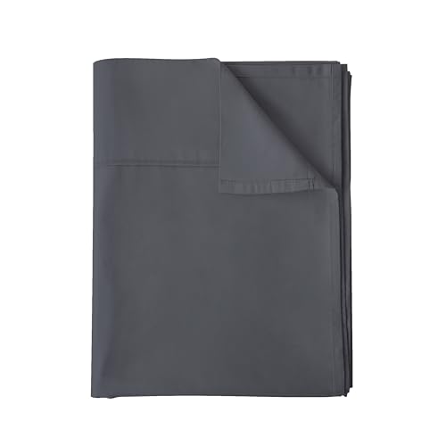 Flat Sheet Only Full Size, 400 TC 100% Egyptian Cotton Flat Sheet - Wrinkle, Fade, Stain Resistant (Dark Gray, Full)