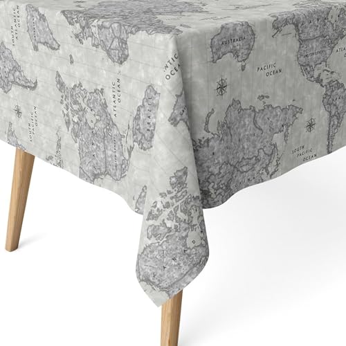 ECOMMERC3 - Stain Resistant Tablecloth for Rectangular Table Size 250 x 140 cm - Stain Resistant Extra Soft and Waterproof Tablecloth Grey