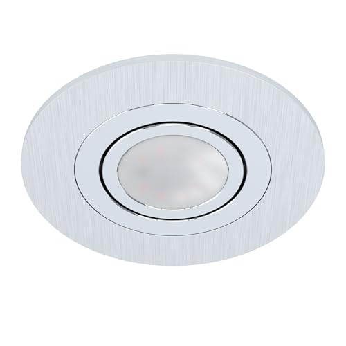 EGLO Areitio Recessed Spotlight Brushed Aluminium Recessed Light with GU10 Socket, LED Bulb Included, Flat, Swivel, Diameter 11 cm