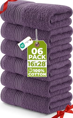 Utopia Towels - Premium Hand Towels - 100% Combed Ring Spun Cotton, Ultra Soft and Highly Absorbent, Exrta Large Thick Hand towels 41 x 71 cm, Hotel & Spa Quality Hand Towels (6-Pack) (Plum)