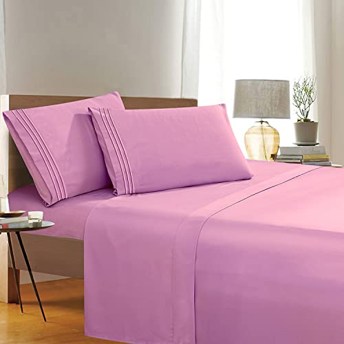 1500 Thread Count Wrinkle & Fade Resistant Egyptian Quality 3-Piece Bed Sheet Set Ultra Soft Luxurious Set includes Flat Sheet, Fitted Sheet and 1 Pillowcase, Twin/Twin XL, Pink Princess