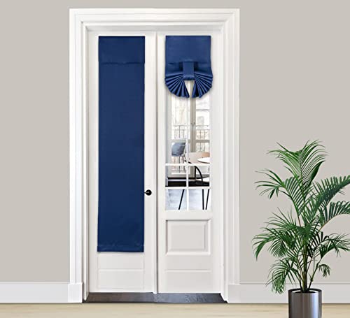 PI Blackout Front Door Curtain,Door Window Shade Privacy Thermal Insulated Small Door Curtain for French Door/Sliding Door/Patio Door,1 Panel (W12XL68,Navy Blue)