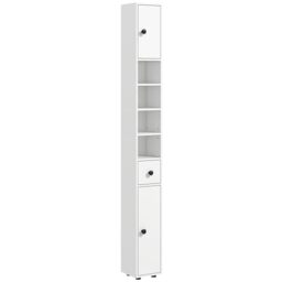 kleankin 180cm Tall Bathroom Cabinet, Slim, 4 Open Shelves, White