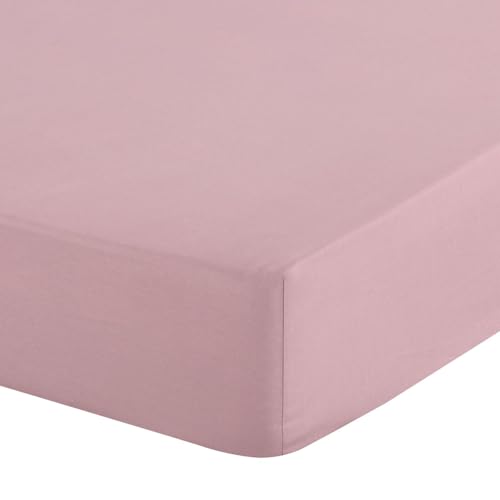 Eurofirany - Fitted Sheet 140 x 200 cm - Basic Cotton Flat Sheet with Elastic Band, Durable - for Thick Mattresses 30 cm Deep Pocket - Many Colours, Powder