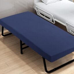 "Cot Sheets 31"" x 75"" Cot Size Sheet Fitted for Narrow Twin Mattress/RVs Bunk/Guest Beds/Army Cots/Trifold Mattress/Travel Size Mattress, Ultra Soft & Breathable Camper RV Bunk Bed Sheets, Navy"