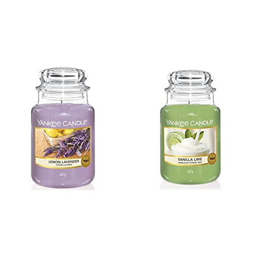 Yankee Candle Scented Candle - Lemon Lavender Large Jar Candle - Burn Time: Up to 150 Hours & Scented Candle - Vanilla Lime Large Jar Candle - Burn Time: Up to 150 Hours