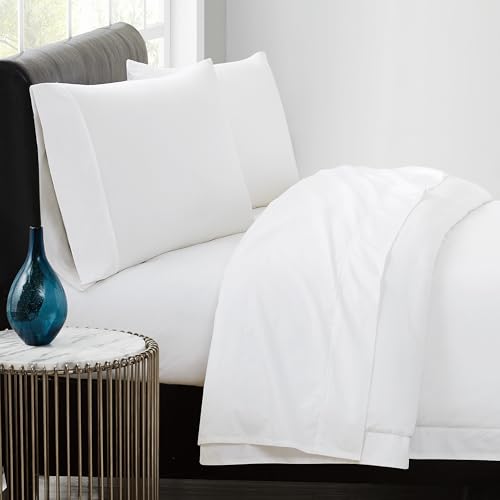 Vince Camuto - 400 TC King 4 Piece Sheet and Pillowcase Set - Percale Cotton Collection - White