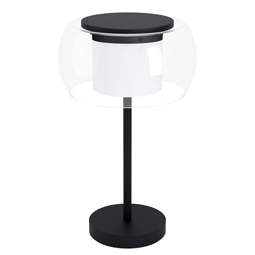Eglo LED Bedside lamp Briaglia-c, dimmable smart Home Side Table Light Made of Black Metal, Clear and satined Glass, Living Room and Bedroom Lighting, warmweiß-kaltweiß, RGB