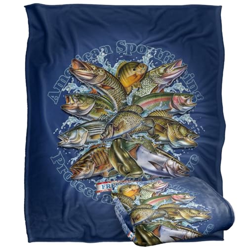 Jq Licensing American Sportfishing Freshwater Silky Touch Super Soft Throw Blanket 152 X 127 Cm