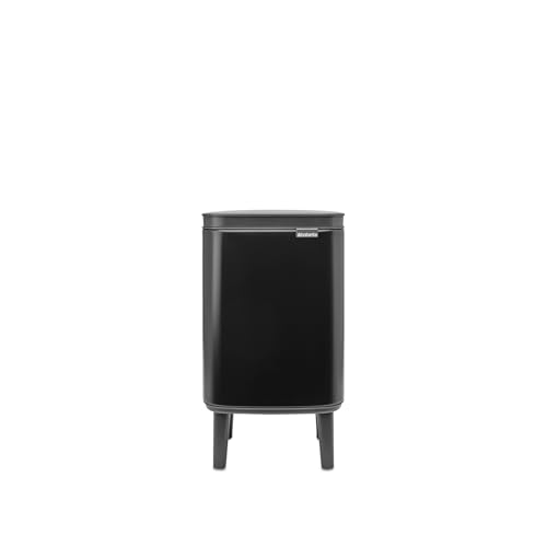 Brabantia - Bo Waste Bin Hi 4L with Soft Close Lid, Removable Inner Bucket, and Transport Grip ??? Ideal for Bathroom, Bedroom, and Home Office ??? Matt Black