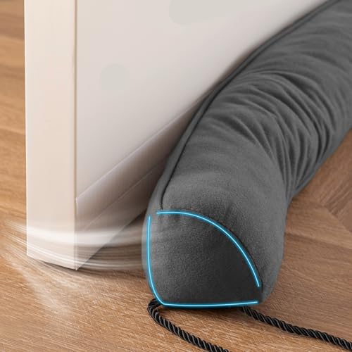 "Sunolga 38"" Door Draft Stopper Blocks Hot and Cold Air with Removable Washable Cover for Gaps Up to 3"", All-Season Seal Strip for Noise, Wind, Door Sweep for Bottom of Door, Home Essentials, Gray"