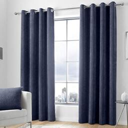 "Appletree Kilbride Cord-Chenille Pair of Eyelet Curtains, Cotton, Navy, 66"" Width x 90"" Drop (168 x 229cm)"