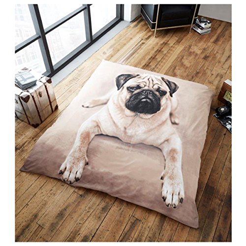 GC GAVENO CAVAILIA Easy Care 3D Wildlife Animal Throw, Luxury Soft & Cosy Printed Light Weight Sofa Settee Blanket, Pug Dog, 200X240