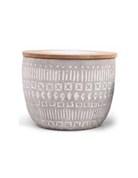 Paddywax Scented Candles Desert-Inspired Sonora Range Candle in Reusable Etched Concrete Pot with Wooden Lid, 283g - 3-Wick, Tobacco & Patchouli